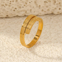 Gold Ayatul Kursi Islamic Spiral Ring Gold Plated