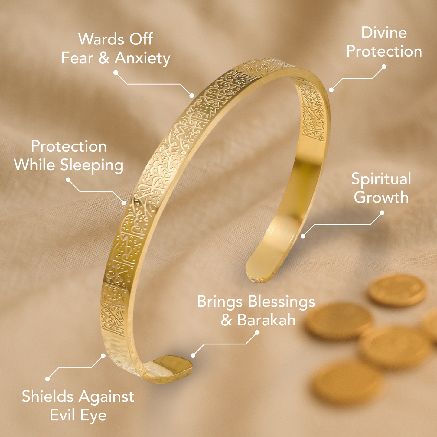 Ayatul Kursi Islamic Bracelet Gold Plated