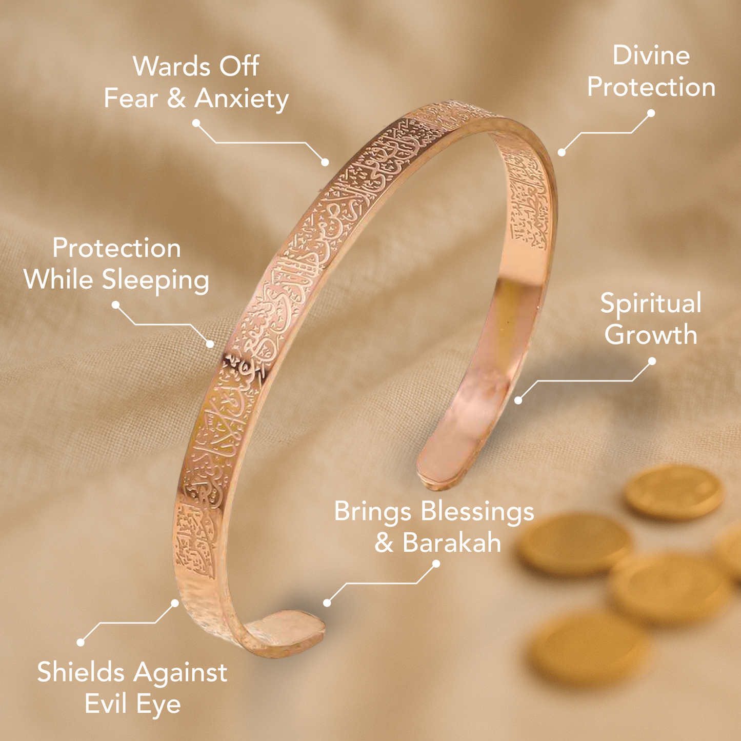 Ayatul Kursi Islamic Bracelet Rose Gold Plated
