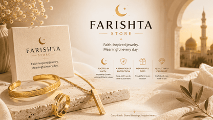 Ayatul Kursi Islamic 3D Column Bar Necklace Gold Plated