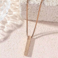 Rose Gold Ayatul Kursi Islamic 3D Column Bar Necklace Rose Gold Plated
